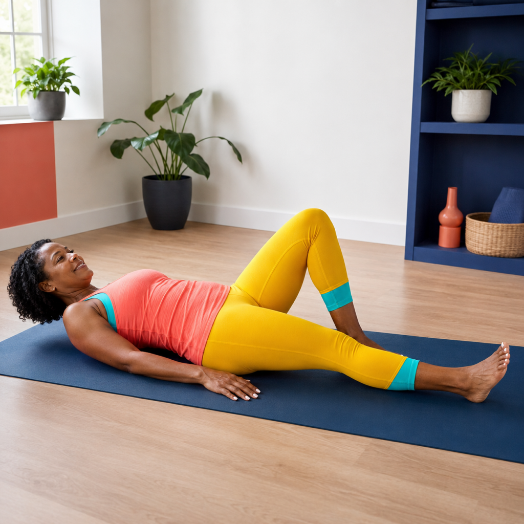 Woman in Her 40s Performing a Heel Slide with a Neutral Spine