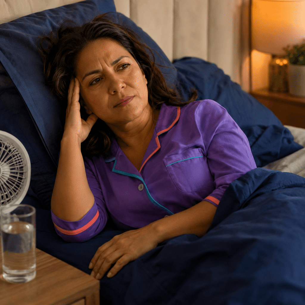 Relaxed Midlife Woman Experiencing Disrupted Sleep
