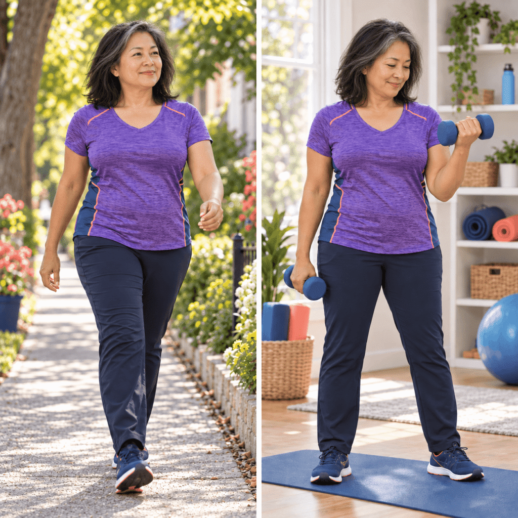 Active Midlife Woman Supporting Healthy Circulation During Menopause
