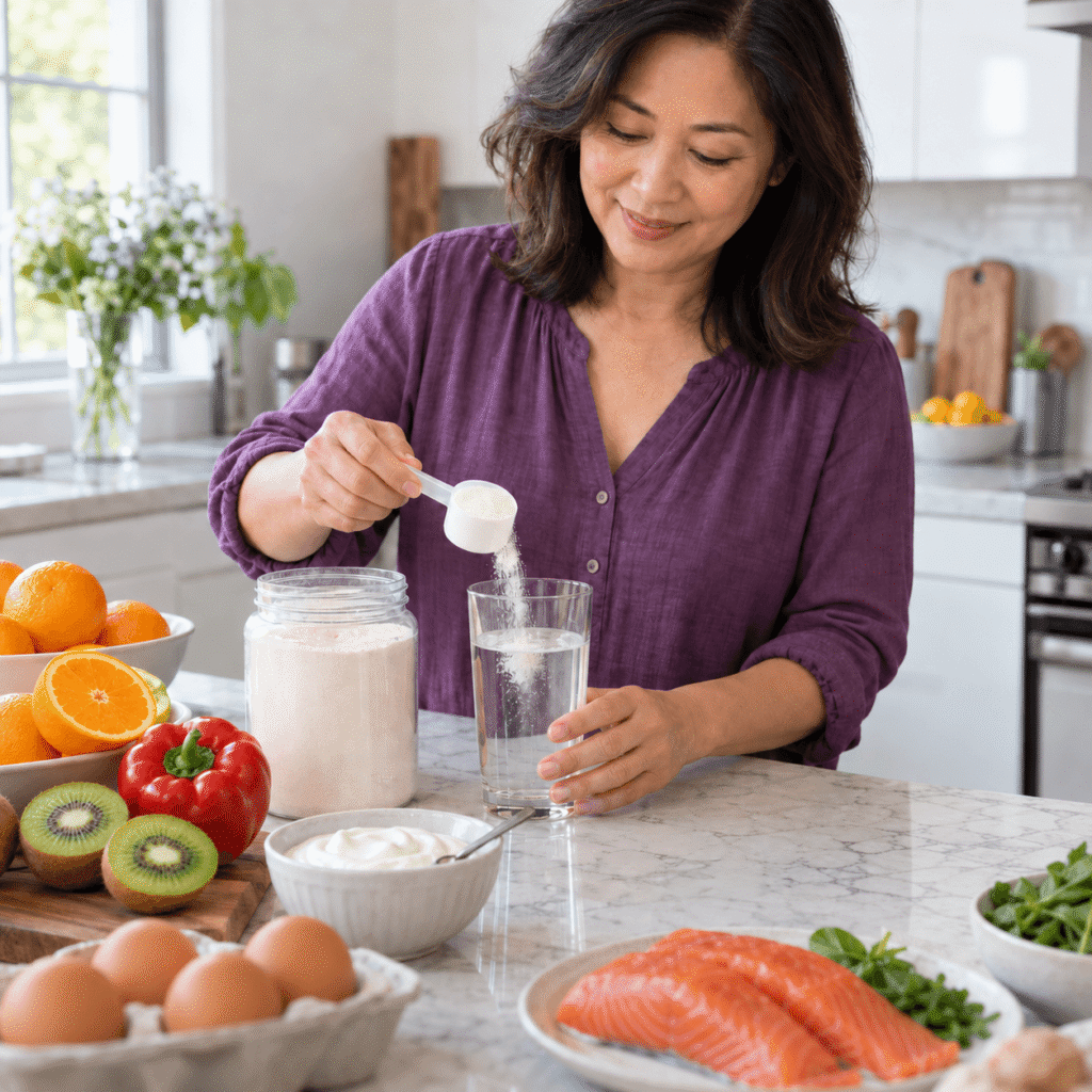 Hydrolyzed Collagen Peptides With Protein And Vitamin C Rich Foods