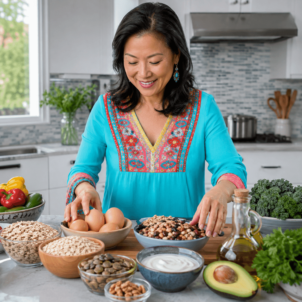 Woman preparing a meal while considering how digestive enzymes break down food