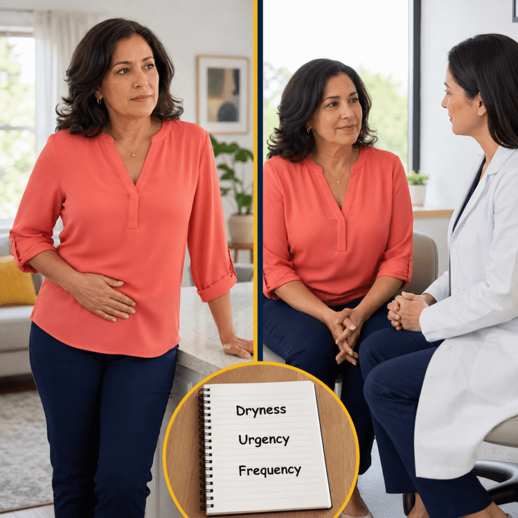 Woman Experiencing Urinary Urgency And Vaginal Dryness During Menopause