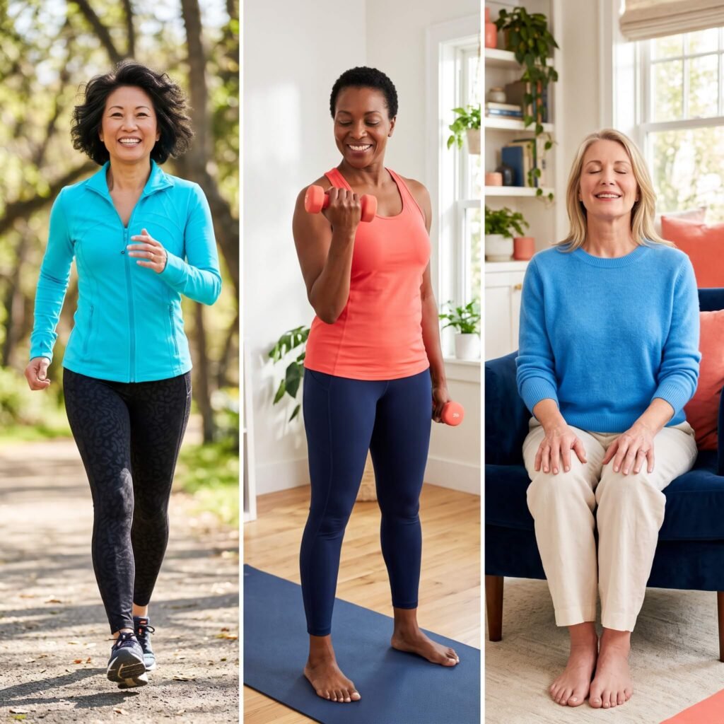 Midlife women using walking strength training and slow breathing for anxiety relief