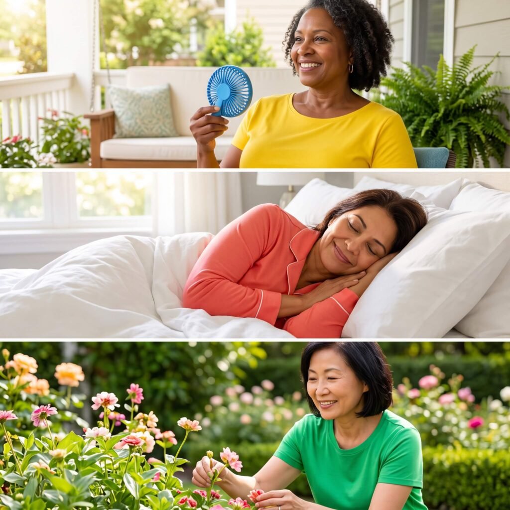 Woman recognizing the connection between hot flashes poor sleep and anxiety