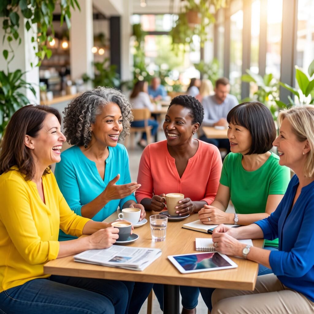 Midlife women discussing how menopause hormone changes can affect memory, attention and concentration