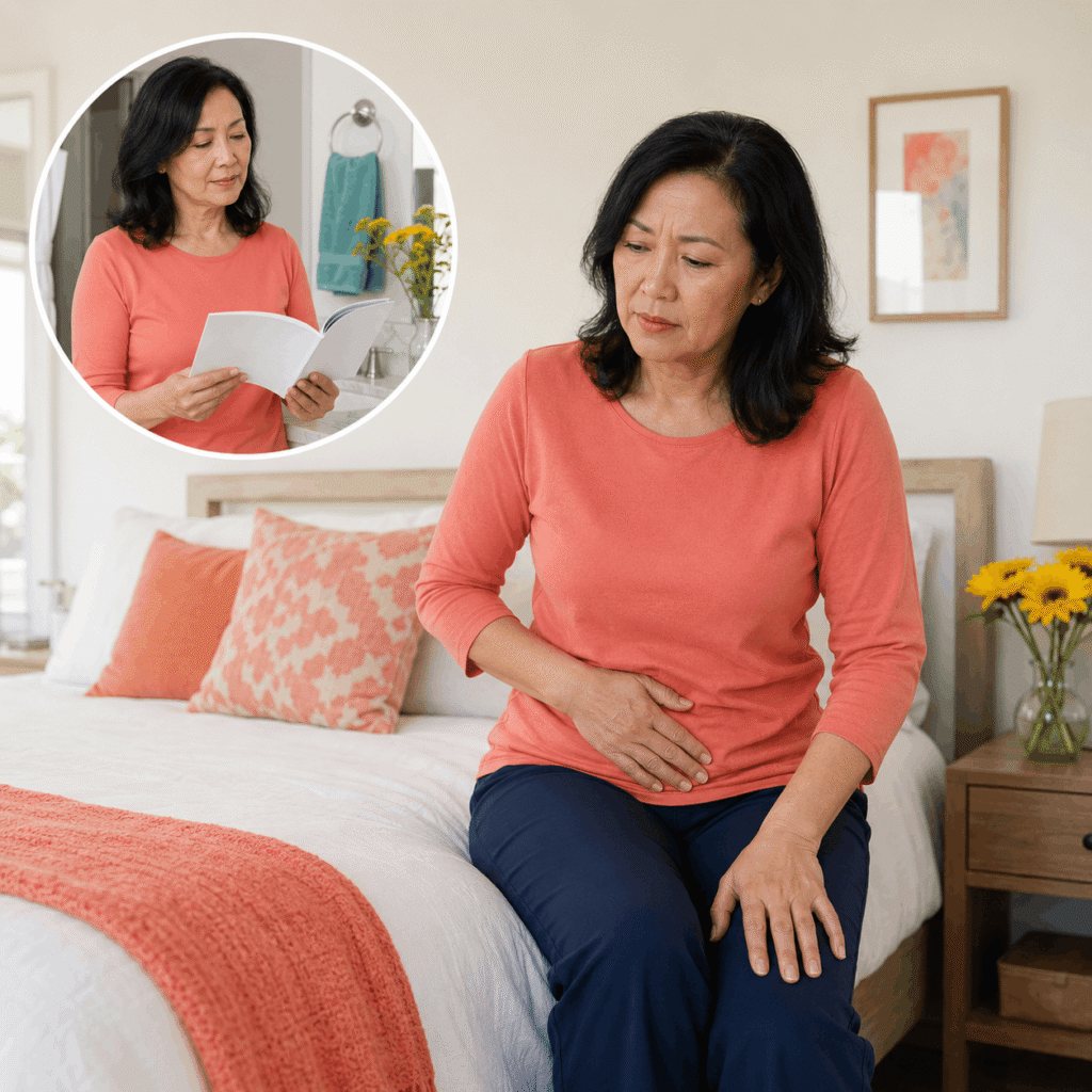 Menopausal Woman Experiencing Vaginal Dryness And Pelvic Discomfort