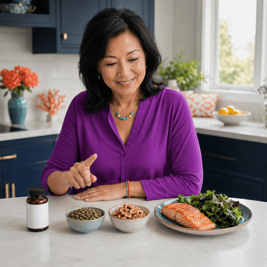 Woman reviewing menopause supplements