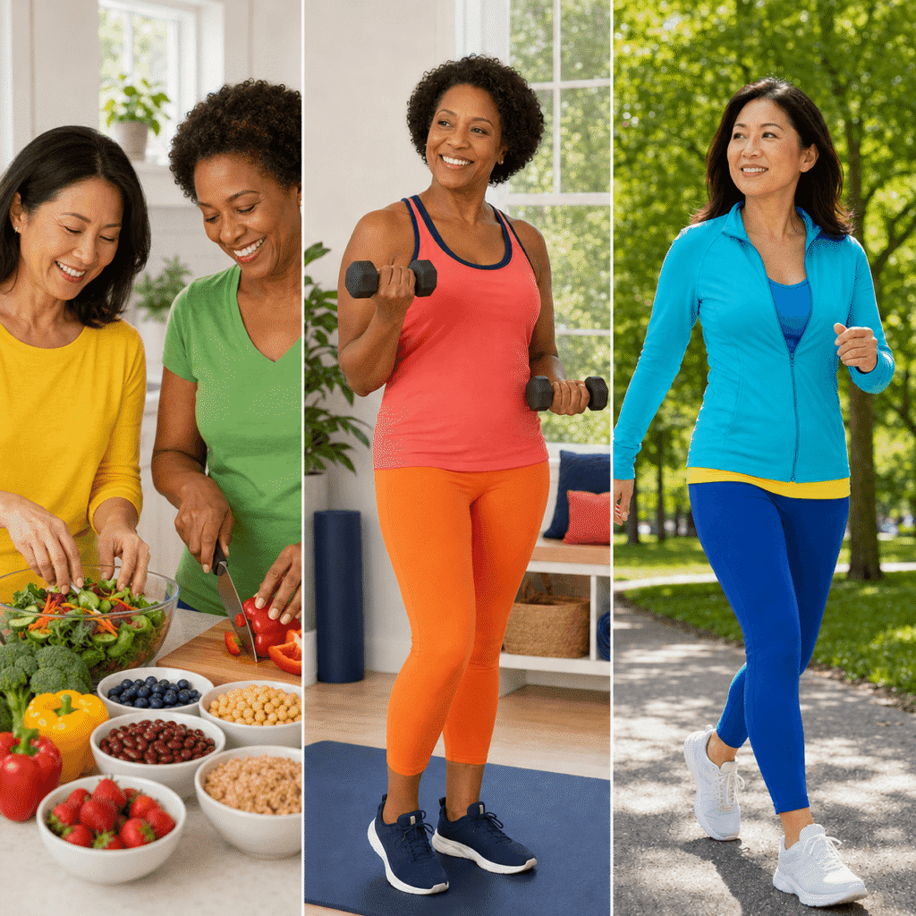 Midlife women supporting the estrobolome with varied plant foods and regular movement