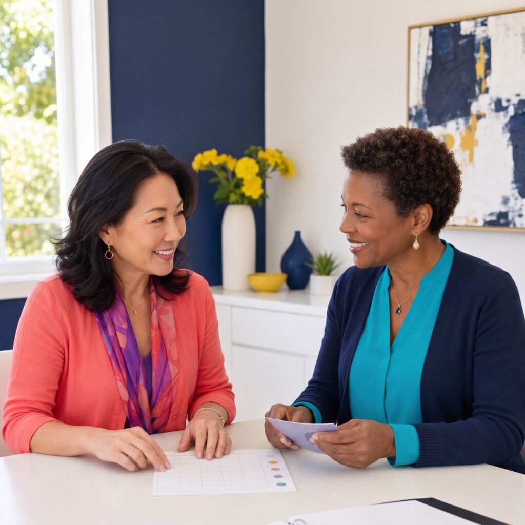  Woman discussing perimenopause rage treatment with a menopause-informed clinician

