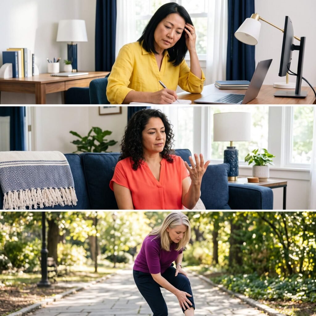 Diverse Women Experiencing Tingling And Shock Like Menopause Sensations