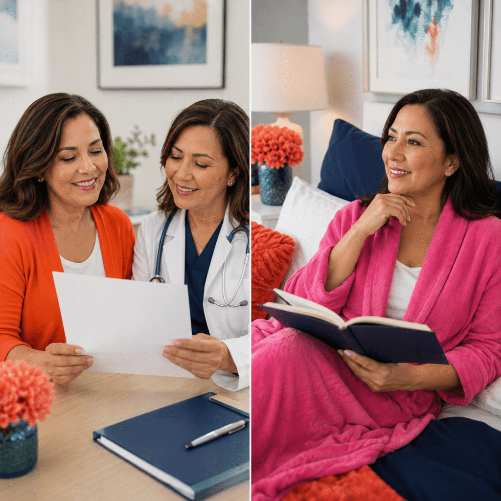 Midlife woman discussing different progesterone treatment forms with a healthcare professional