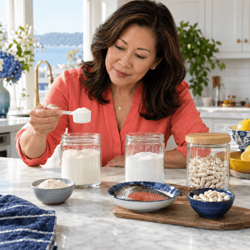 Woman Comparing Hydrolyzed Type I Collagen Sources For Bone Health