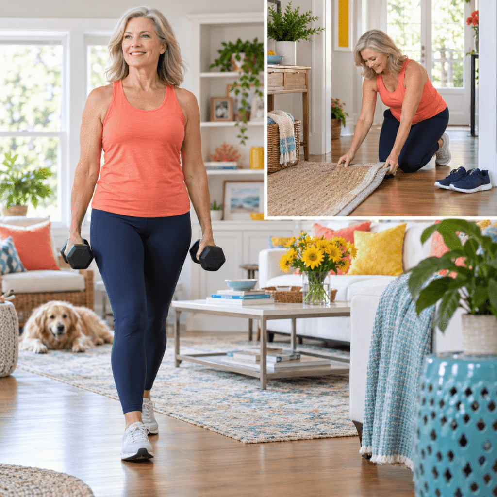 Woman Over Fifty Improving Strength And Balance To Reduce Fall Risk