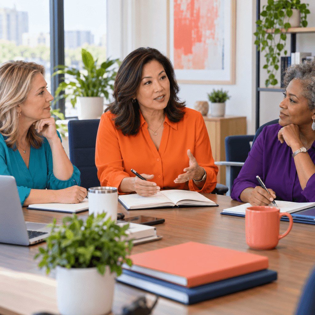 Midlife Employee Confidently Proposing A Practical Workplace Adjustment