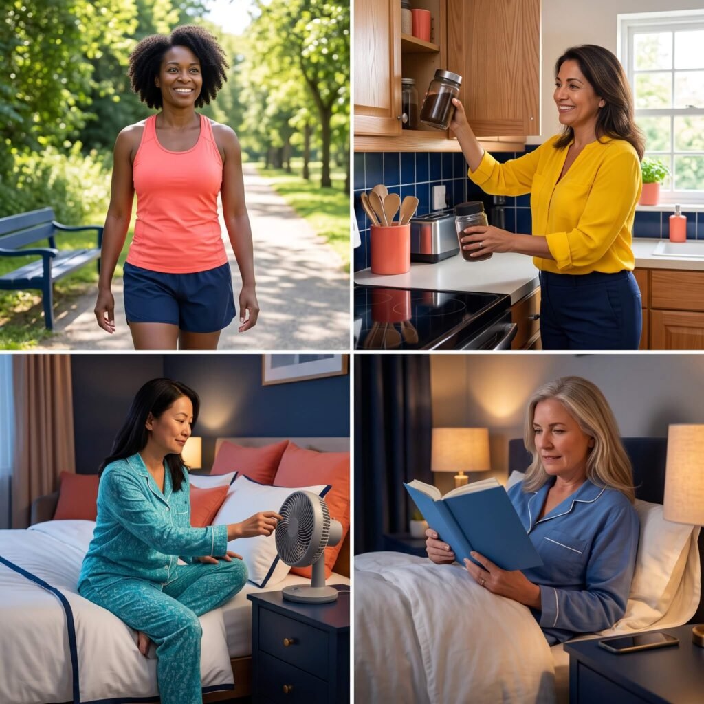 Diverse women following practical routines to improve menopause sleep