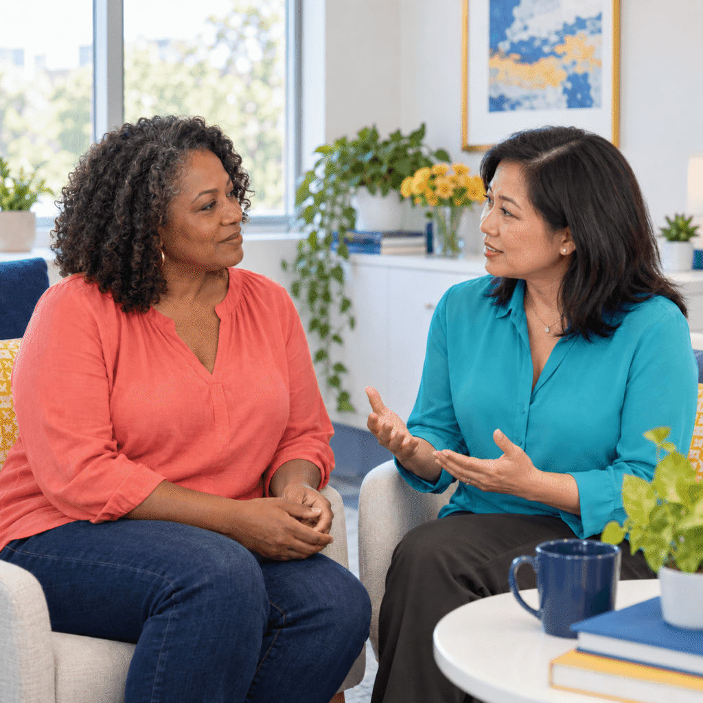 Woman Discussing Estrogen Loss And Arterial Flexibility With A Clinician
