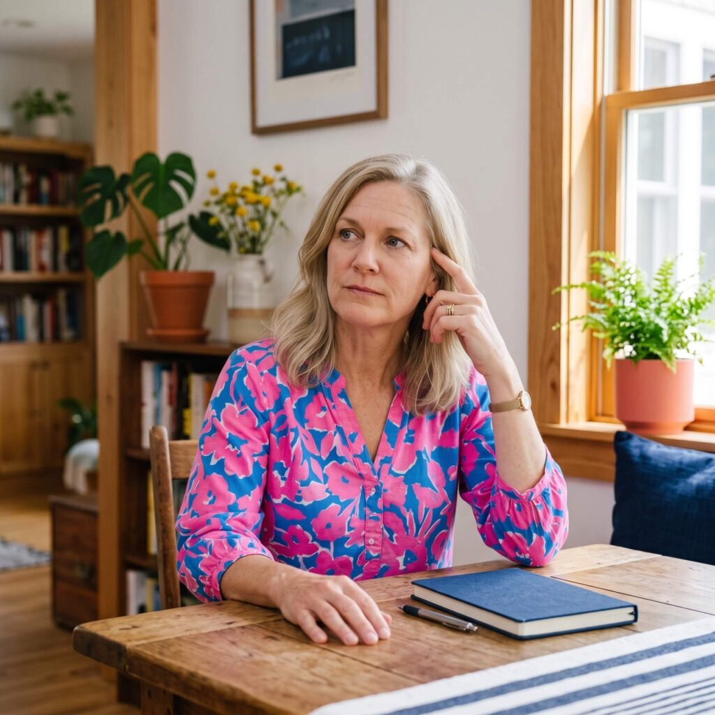 Woman finding clarity while discussing menopause brain fog and concentration changes