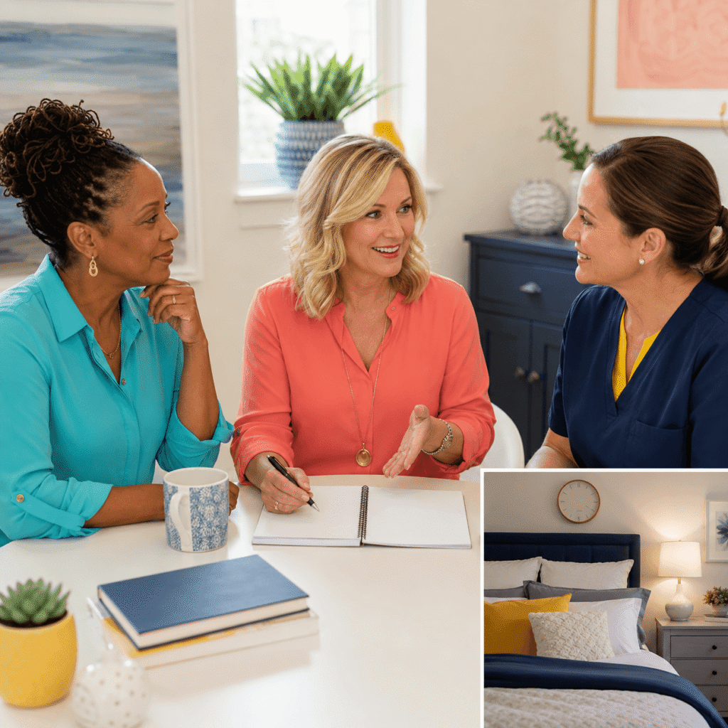 Women over 50 discussing fatigue, morning headaches and sleep concerns with a clinician