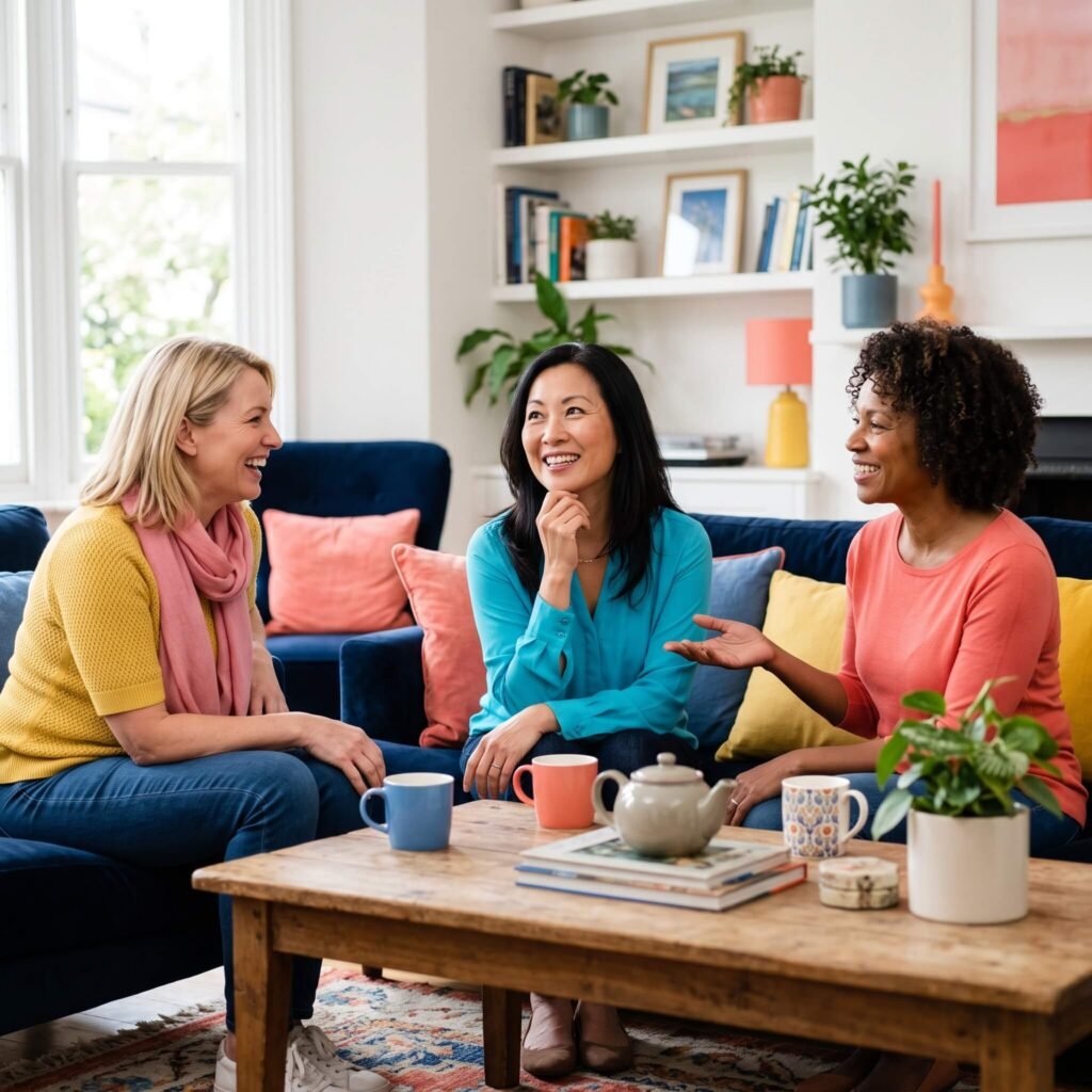 Midlife women experiencing and discussing normal menopause changes in memory, attention and concentration.