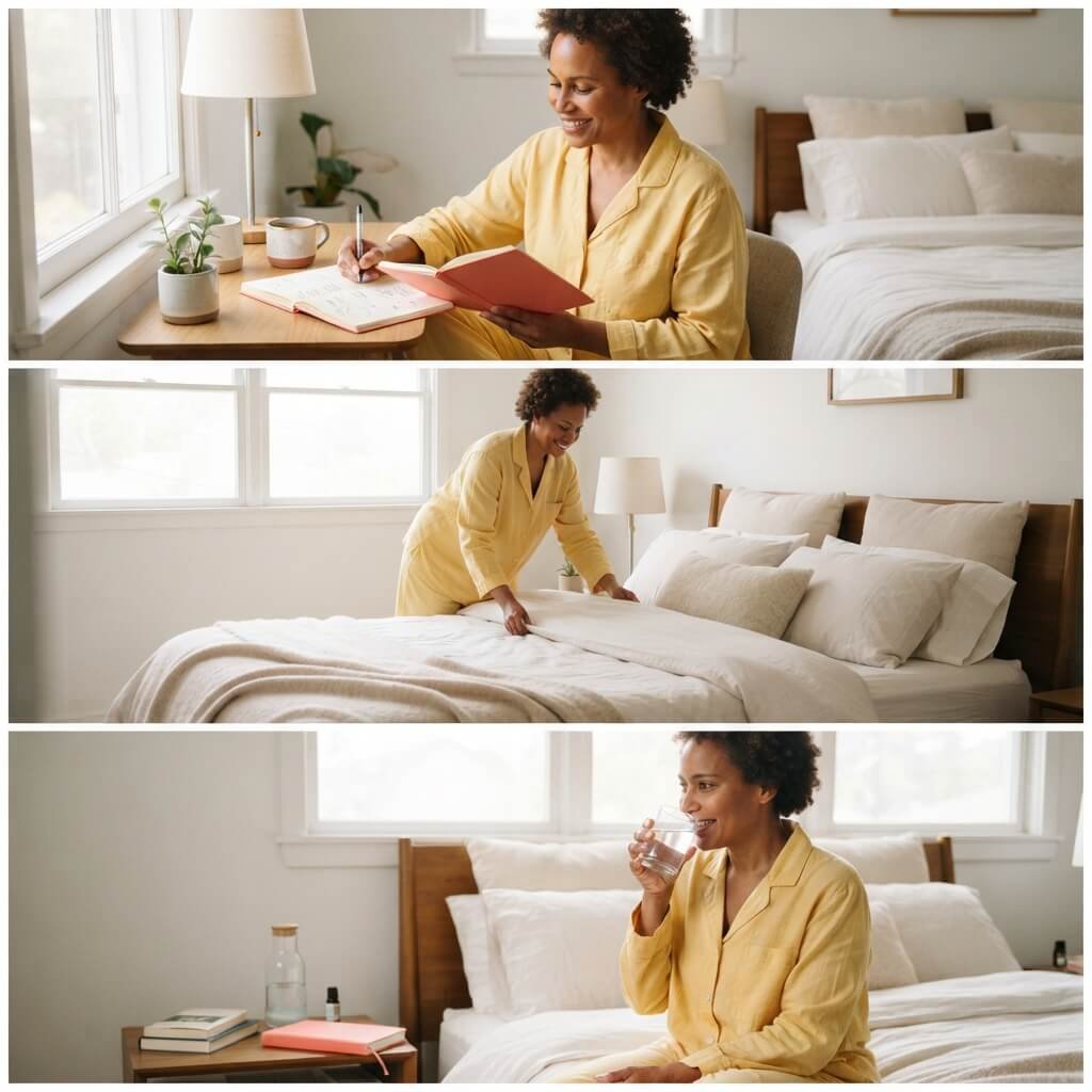 Woman Creating Healthy Night Sweats Management Routine During Menopause