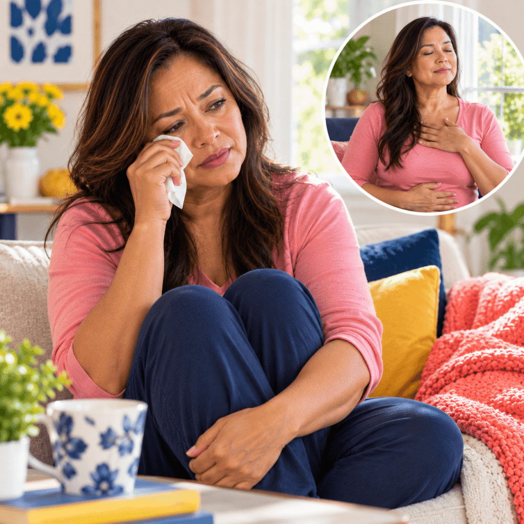 Woman Experiencing Crying And Irritability During Recovery After Hysterectomy