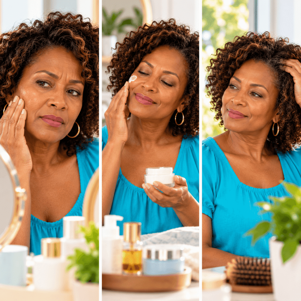 Midlife Woman Caring For Dry Menopause Skin