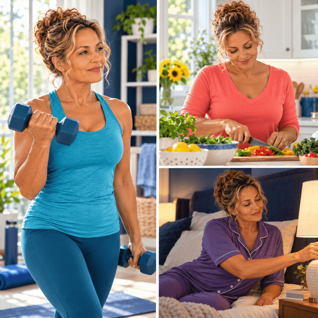 Woman Supporting Healthy Weight And Muscle During Menopause