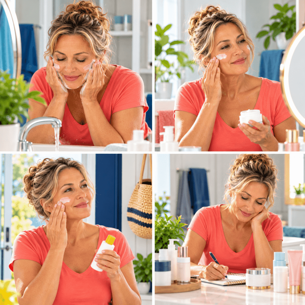 Woman Following A Simple Menopause Skin Protection Routine