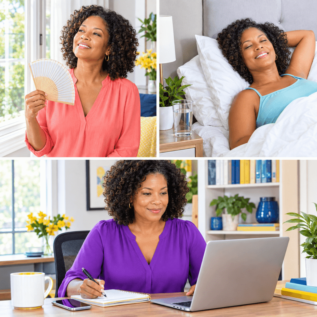 African American woman showing everyday experiences associated with surgical menopause