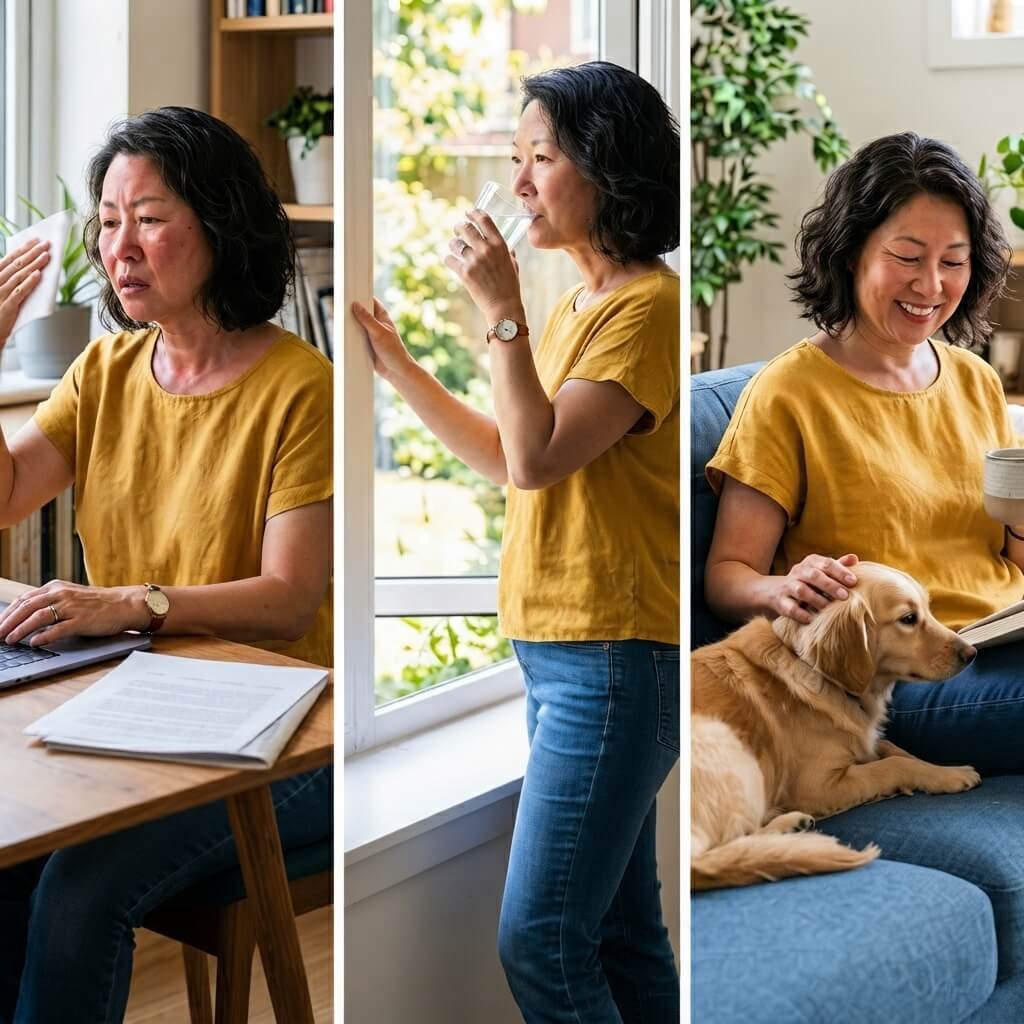 Woman In Her Fifties Managing Sudden Heat Changes During Menopause