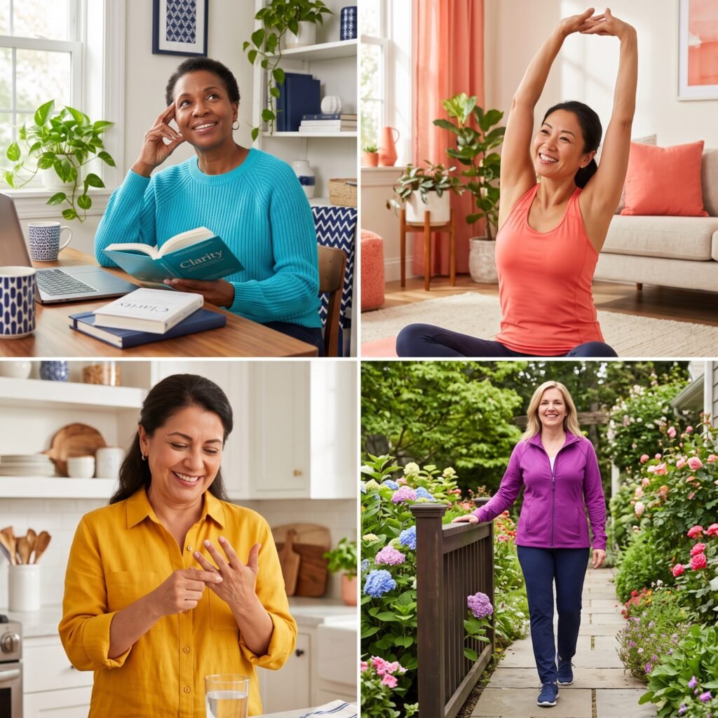 Four women over 40 illustrating concentration, fatigue, tingling and balance symptoms associated with low vitamin B12.
